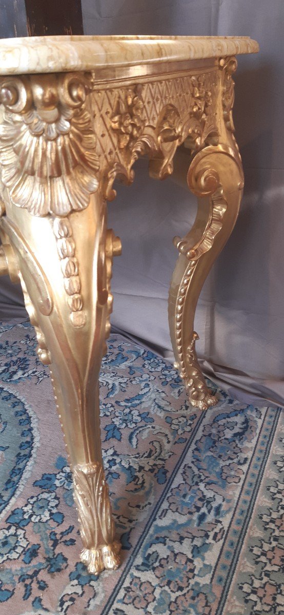 Grande Console De Style Louis XV En Bois Doré-photo-2