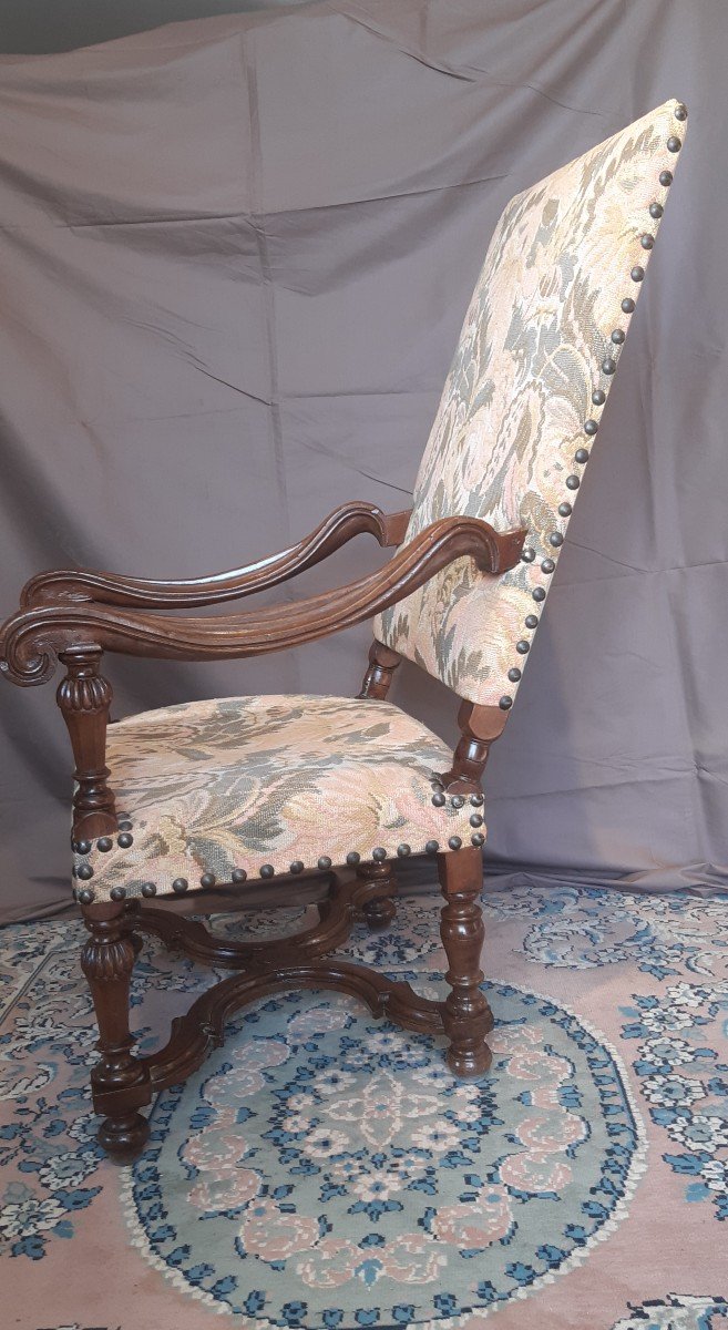 Fauteuil Louis XIV époque XVIIème En Noyer-photo-1