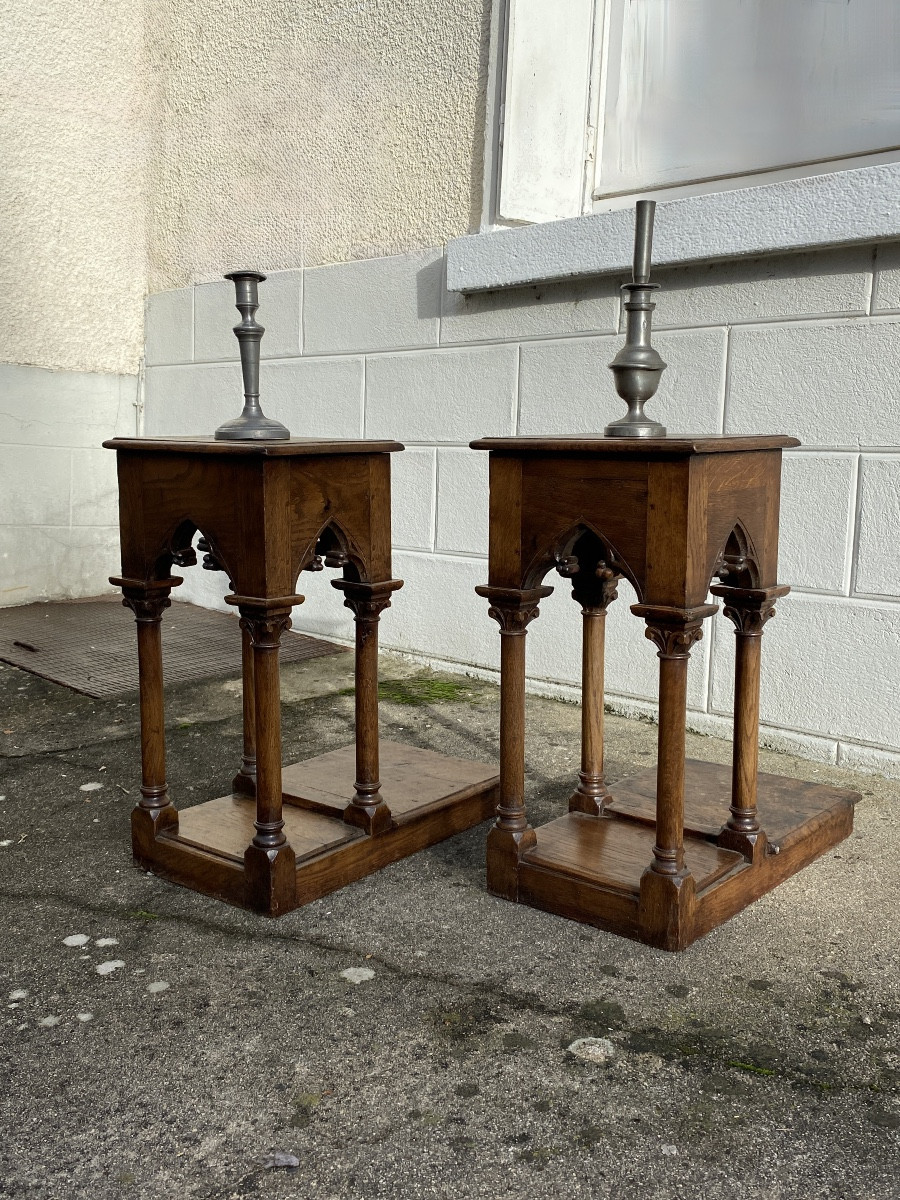 Paire De Tabourets De Chantre XVIIème Siècle -photo-2