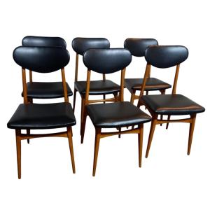 Lot De 6 Chaises Danoises En Hêtre Des Années 70