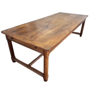 Grande table de ferme en Chêne et Châtaignier époque fin XIXème 