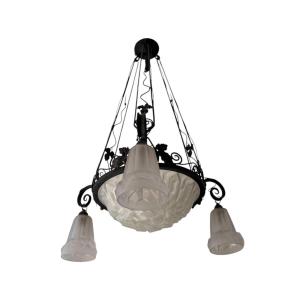 Art Nouveau Chandelier - Signed Degué