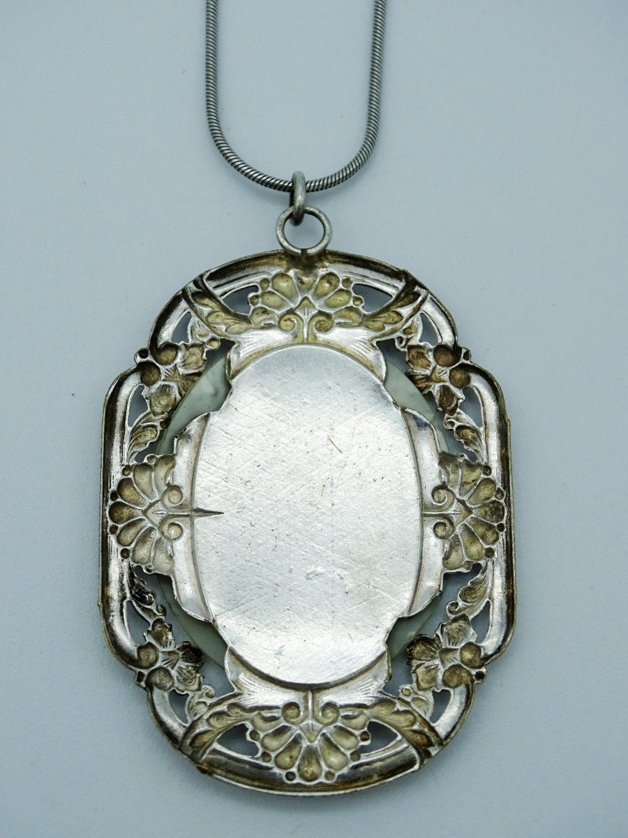 Silver Necklace And Mother-of-pearl Pendant 1950s/1960s-photo-3