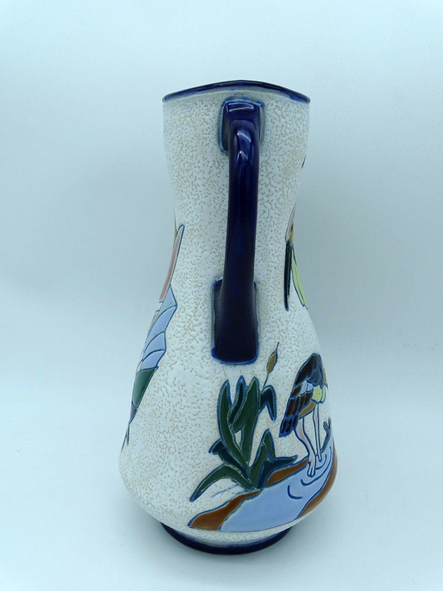 Amphora Vase With Marabouts Art Deco-photo-2