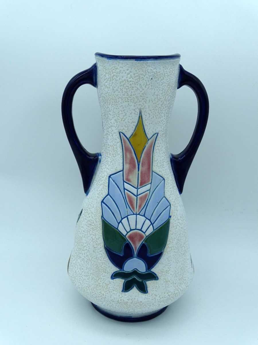 Amphora Vase With Marabouts Art Deco-photo-3