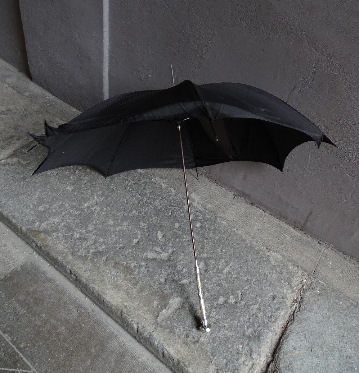 Parapluie En Argent, Nacre Et Soie  Art Nouveau-photo-1