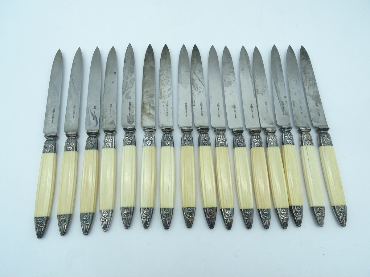 Cardeilhac 16 Couteaux à Dessert Manche ivoire 1920/1930