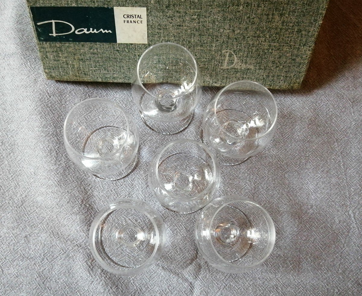 Daum Six Small Crystal Liquor Glasses 20th-photo-2