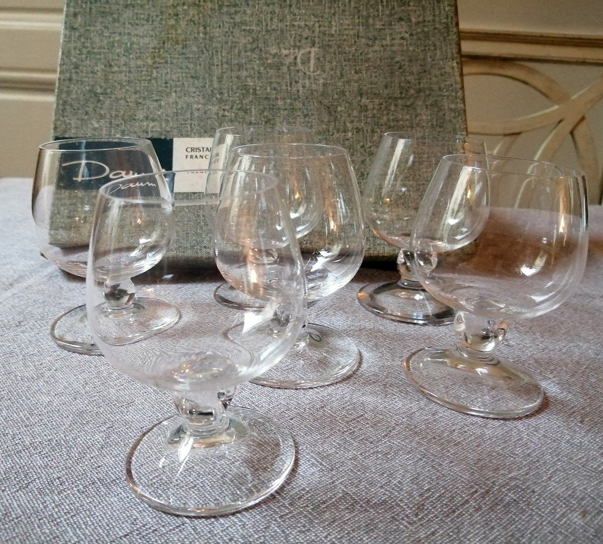 Daum Six Small Crystal Liquor Glasses 20th