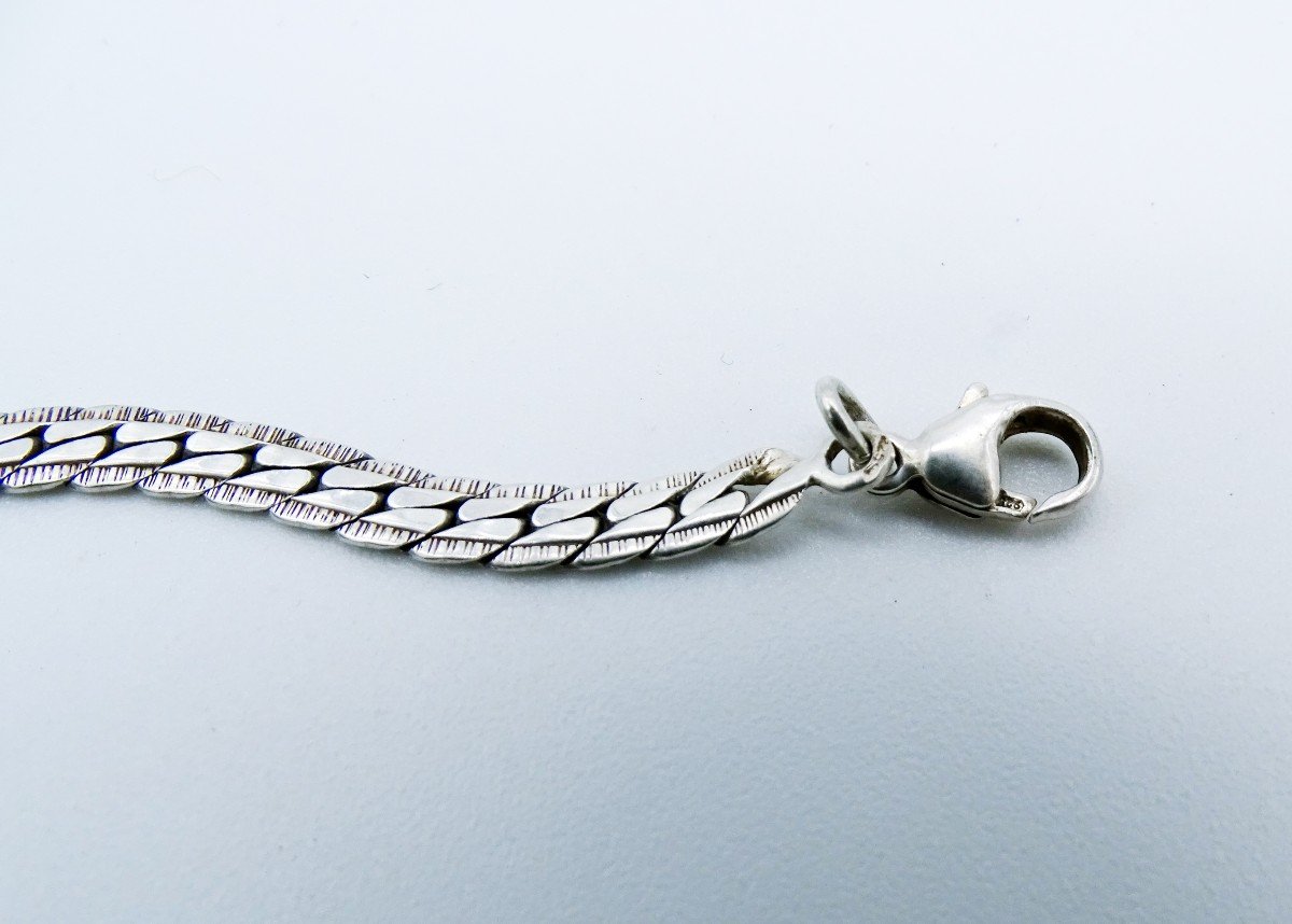 60s Silver Flat Chain Necklace-photo-2