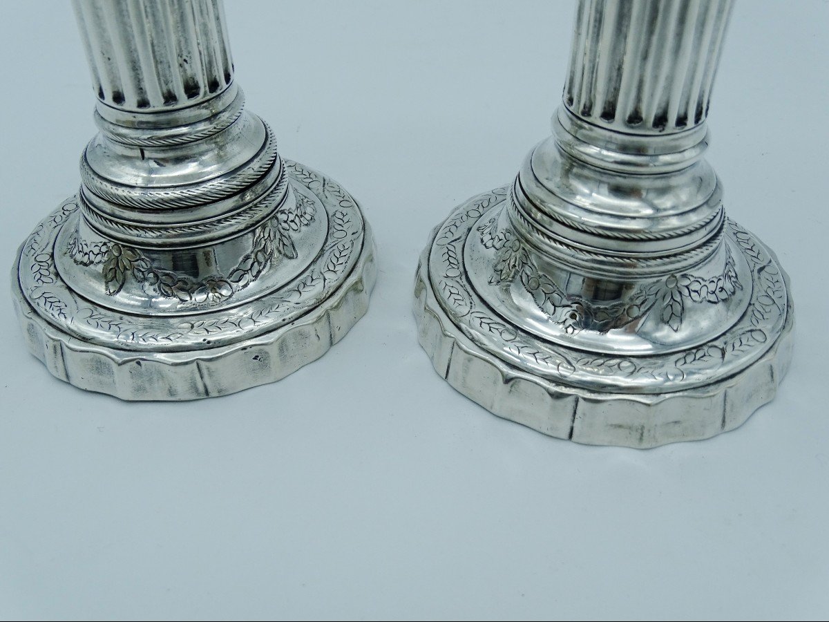 1940s Pair Of Silver Plated Metal  Candlesticks -photo-2