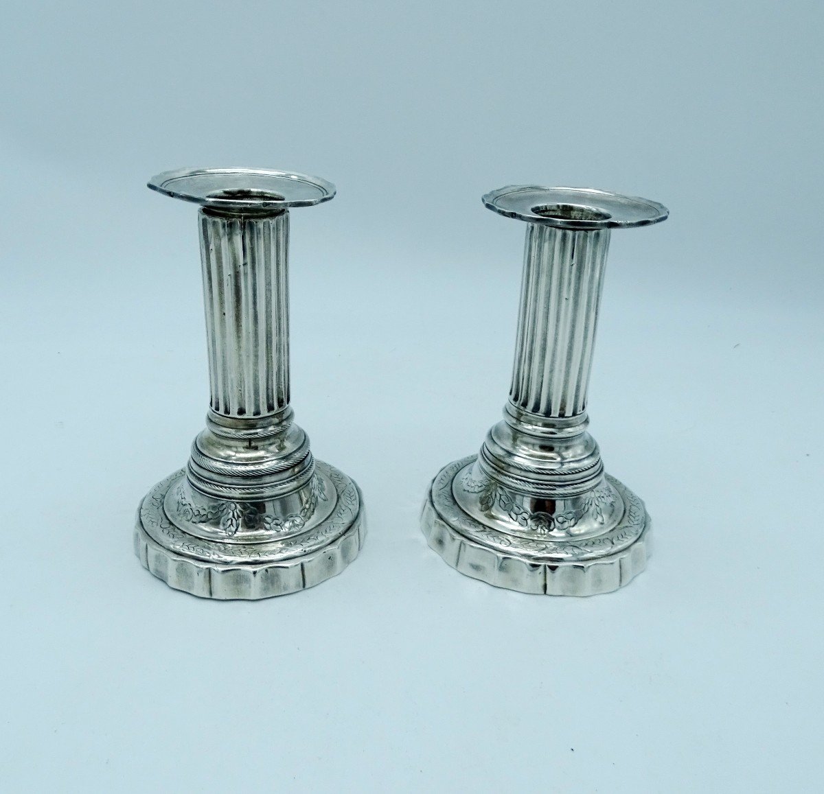 1940s Pair Of Silver Plated Metal  Candlesticks 