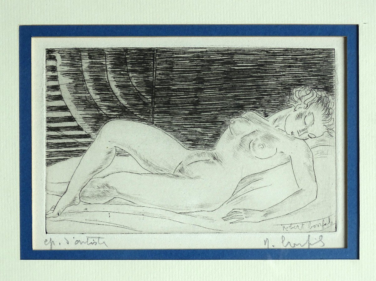 Robert Bonfils Epreuve d'Artiste  "Femme Nue Endormie" 20ème