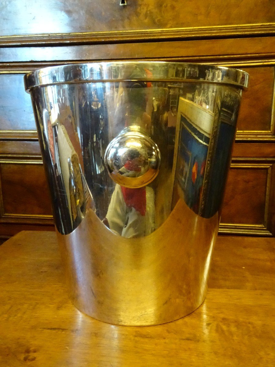 Champagne Bucket In Silver Metal Years 50/60-photo-2