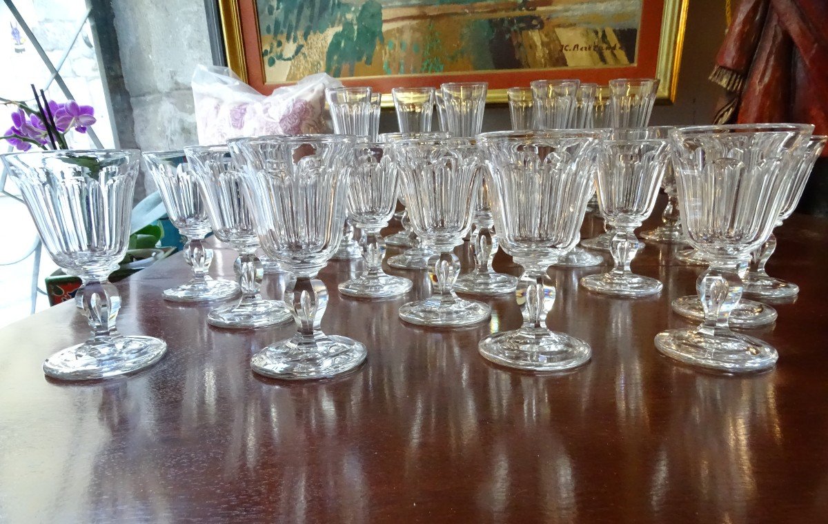 Service De 34 Verres En Cristal Fin 19ème