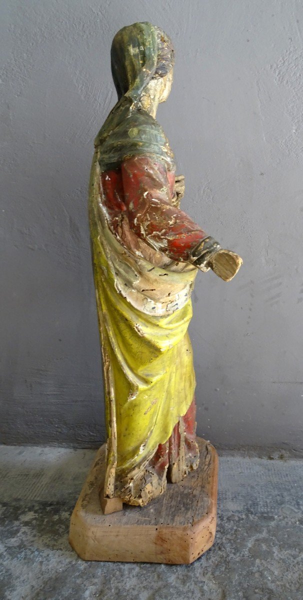 Sainte Femme En Bois Polychrome Fin 17ème/18ème-photo-3