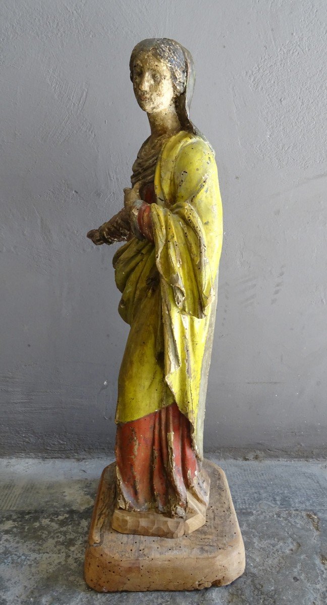 Sainte Femme En Bois Polychrome Fin 17ème/18ème-photo-4