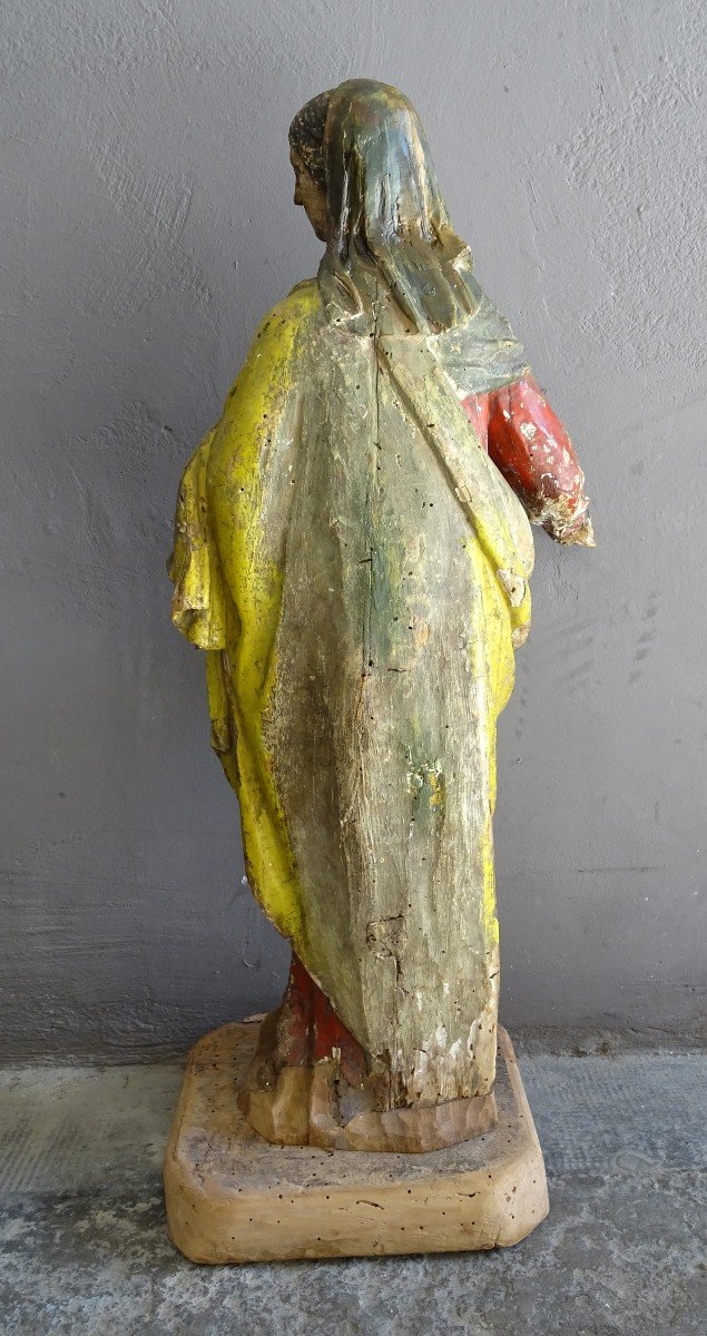 Sainte Femme En Bois Polychrome Fin 17ème/18ème-photo-1
