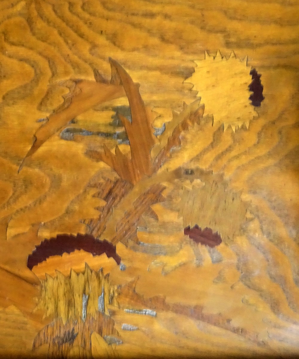 émile Gallé Tray In Marquetry 20th-photo-1