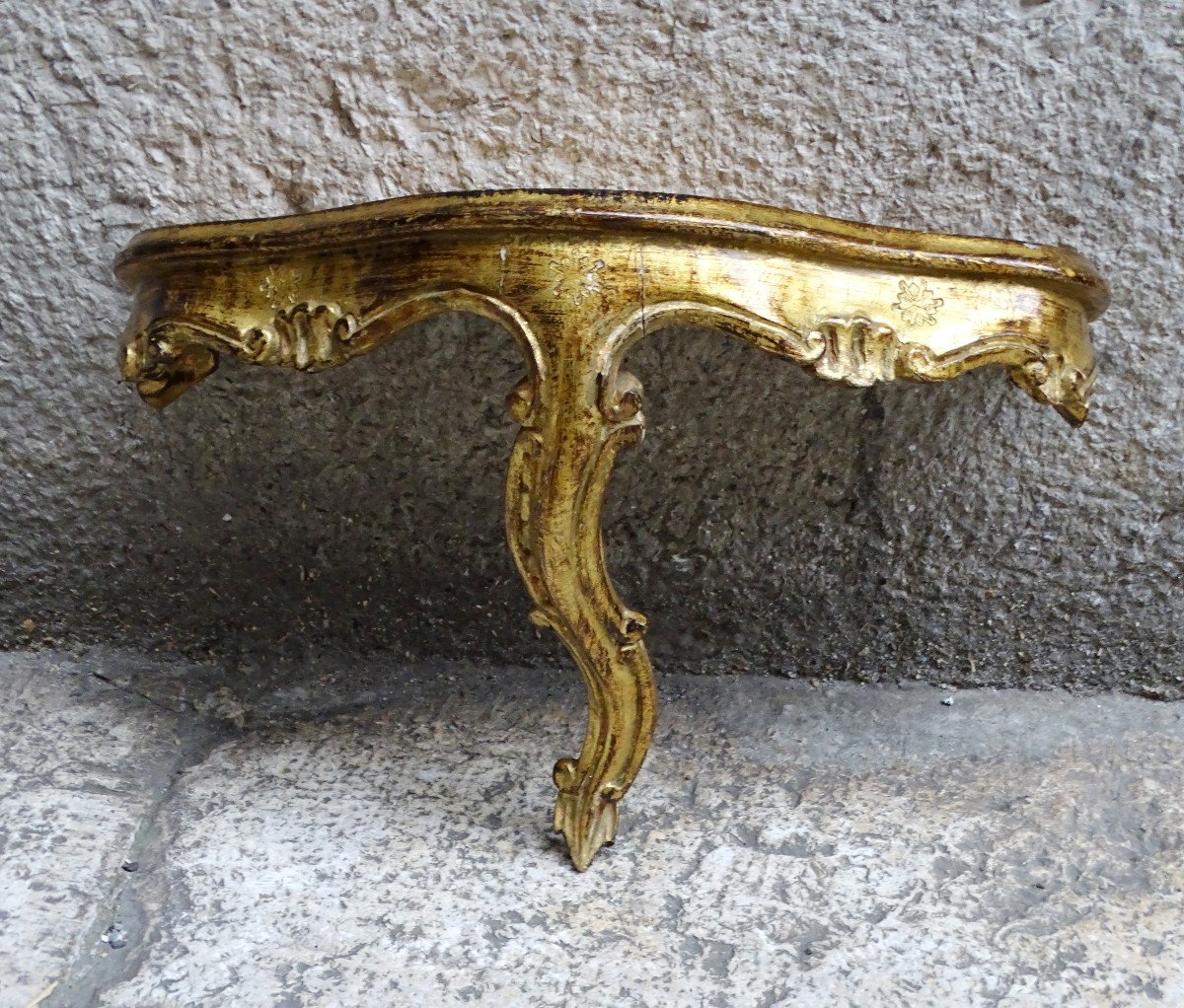 Wall Console In Gilded Wood Italy 1950s