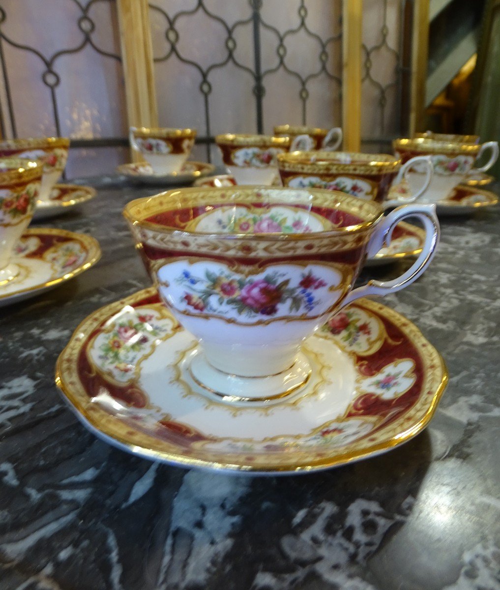 12 Tasses à Café En Porcelaine Anglaise Années 70-photo-3