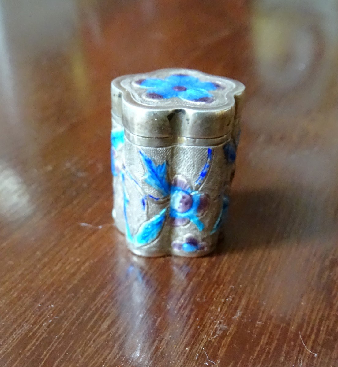 Pill Box In Enameled Silver Asia 20th-photo-1