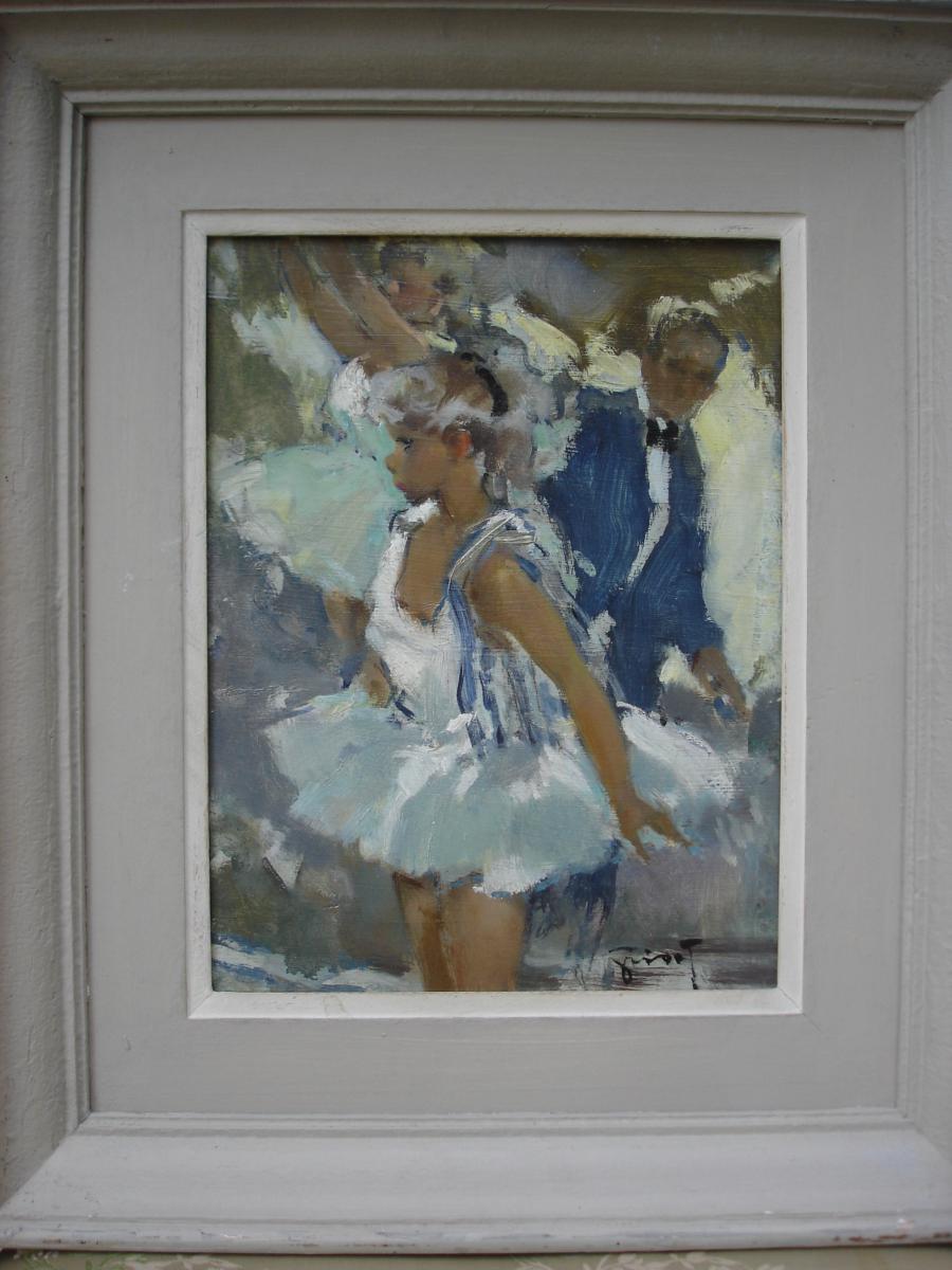 Huile Sur Panneau Jeune Danseuse Signée Grisot 20ème-photo-2