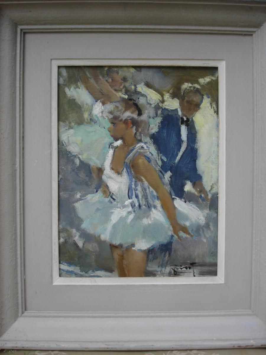 Young Dancer Oil On Panel Signed Grisot 20th-photo-2