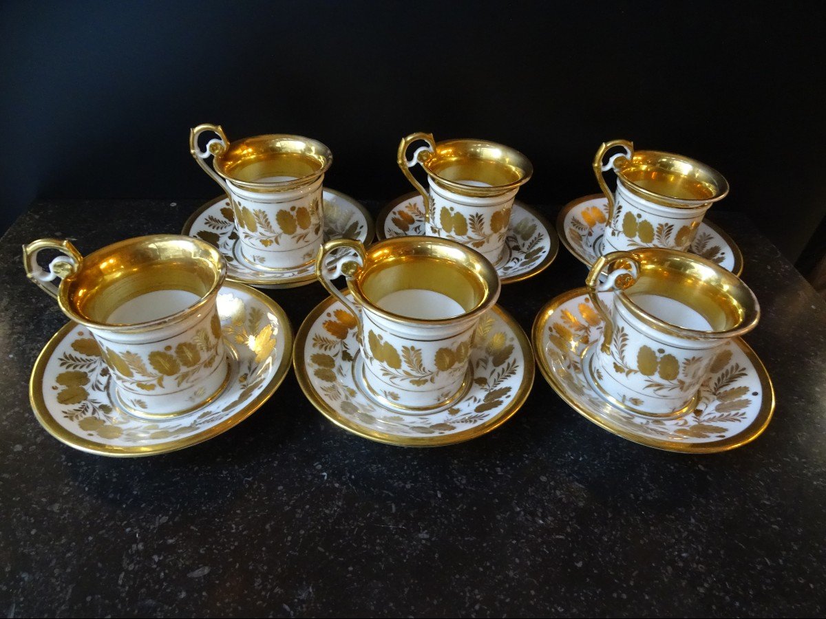 6 Porcelain Coffee Cups 19th