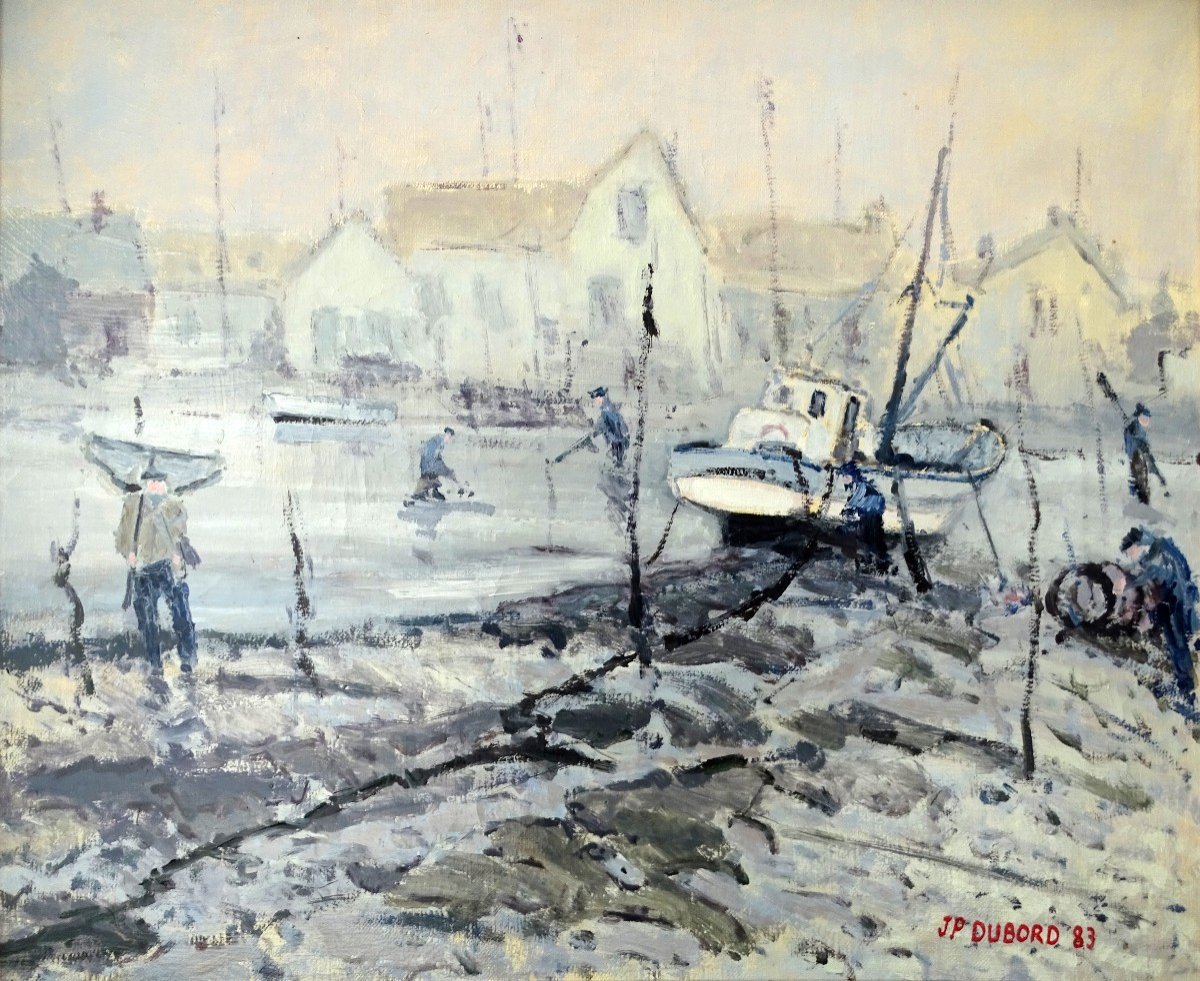 Jean-pierre Dubord Paysage d'hiver "Marée Basse à Marennes" 1983-photo-2