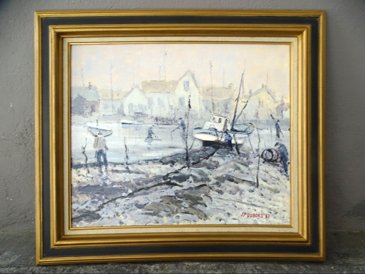 Jean-pierre Dubord Paysage d'hiver "Marée Basse à Marennes" 1983