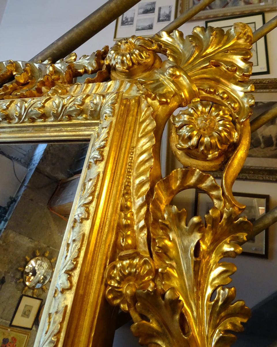 Italian Baroque Mirror In Carved Gilt Wood 19th-photo-4