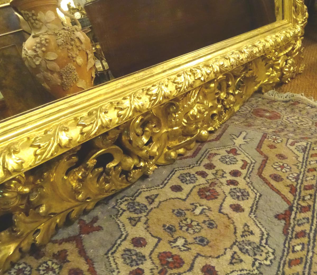 Italian Baroque Mirror In Carved Gilt Wood 19th-photo-2