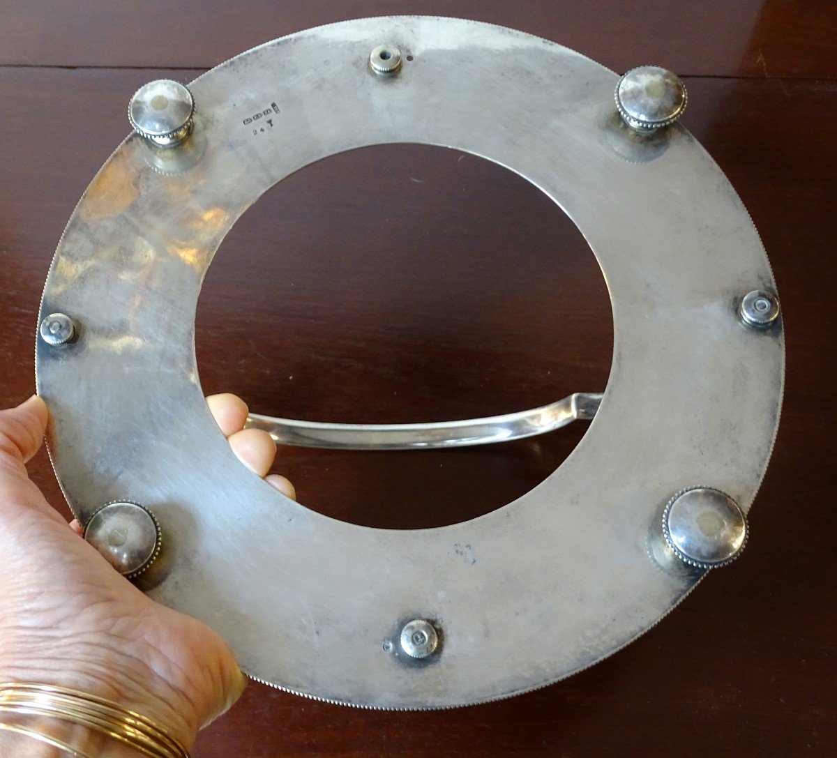 Silver Metal Dish Holder And Plate Late 19th/early 20th-photo-2