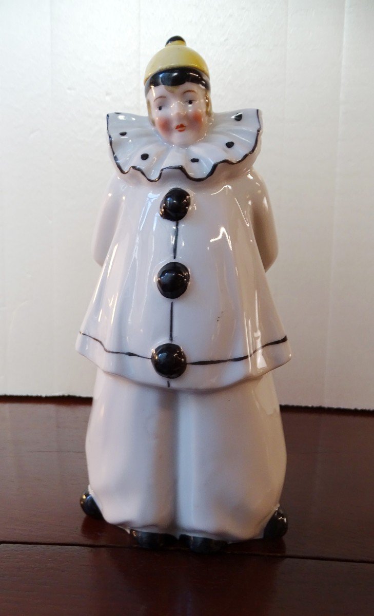 Flacon Pierrot En Porcelaine Allemande Années 50