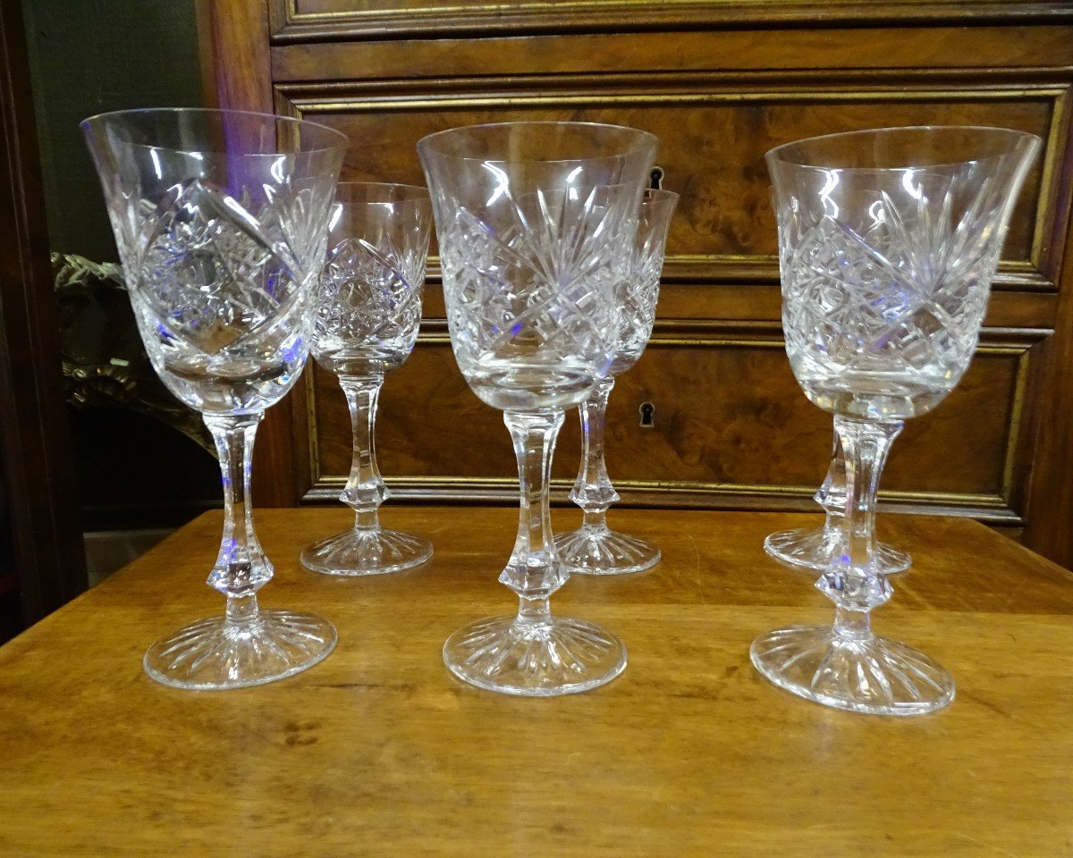 Cristal De Lorraine Set Of 6 Water Glasses 20th