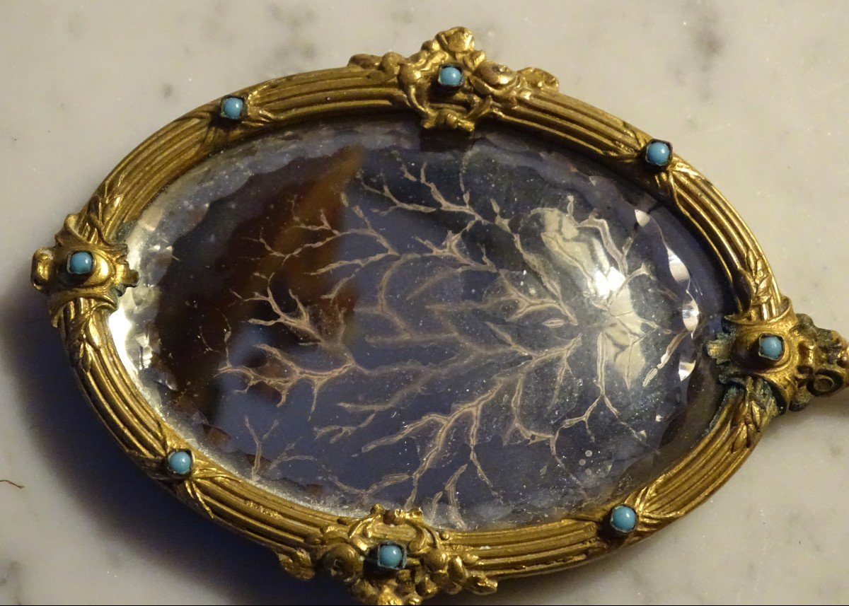 Hand Face In Gold Metal And Turquoise 1900-photo-2
