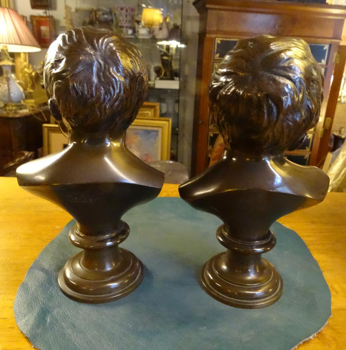 Pair Of Bronze Based On Houdon 2nd Half Of 19th-photo-2