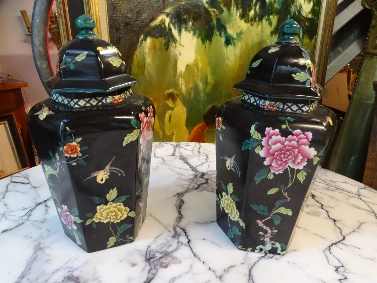 England Pair Of Porcelain Vases 60s/70s-photo-3
