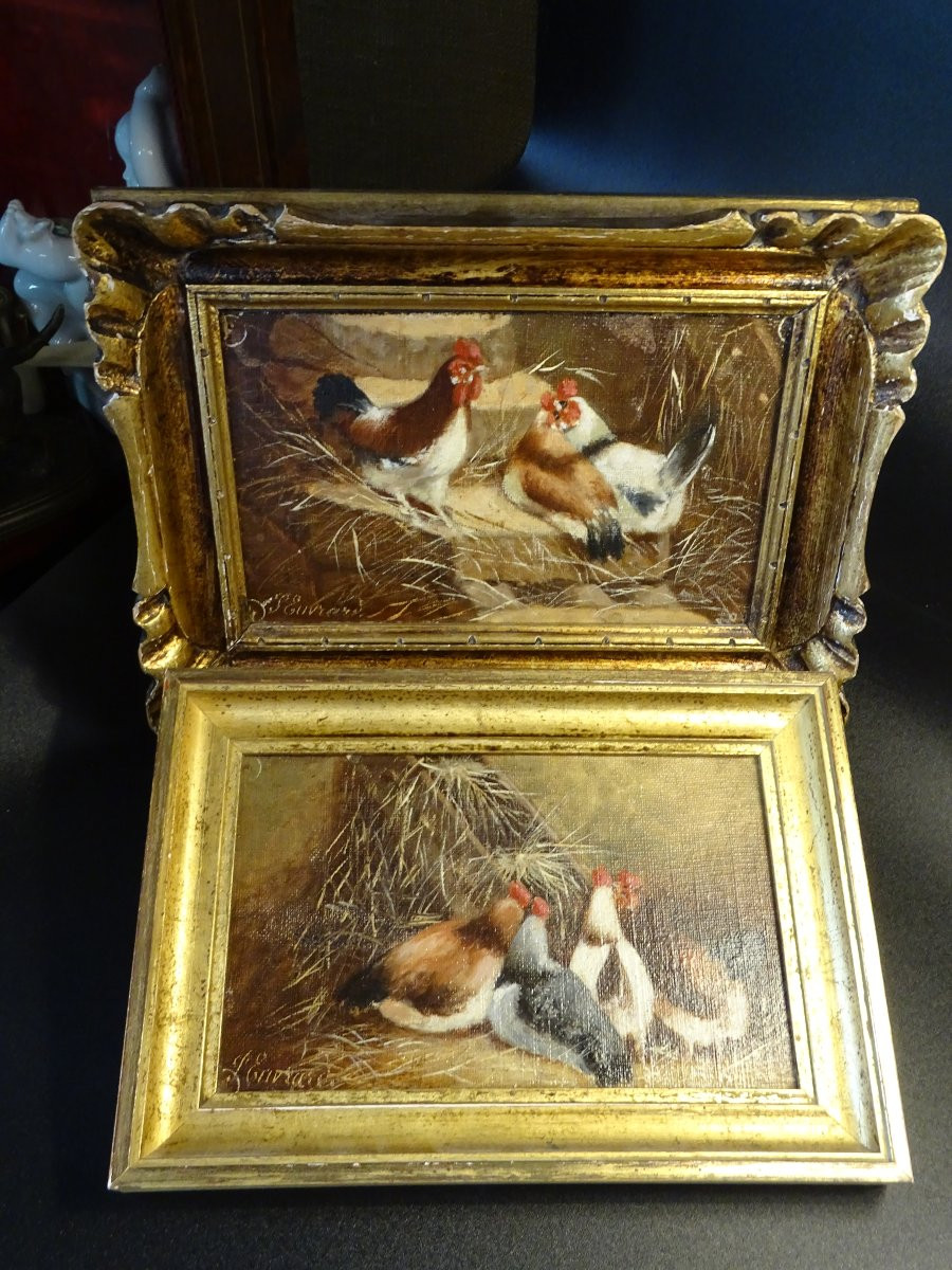 Pierre Euvrard 2 Paintings On Cardboard Farmyard 1924-photo-4