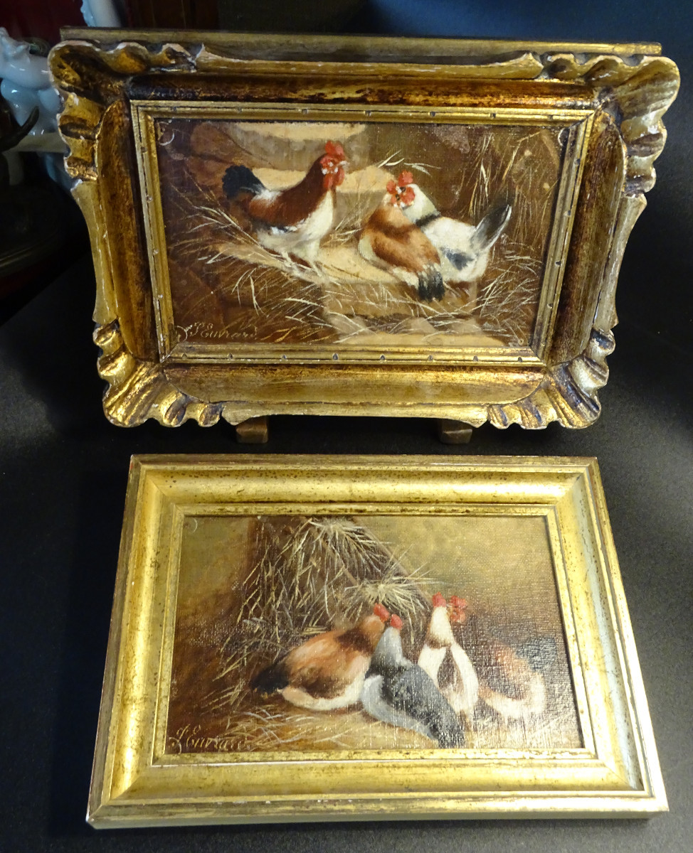 Pierre Euvrard 2 Paintings On Cardboard Farmyard 1924