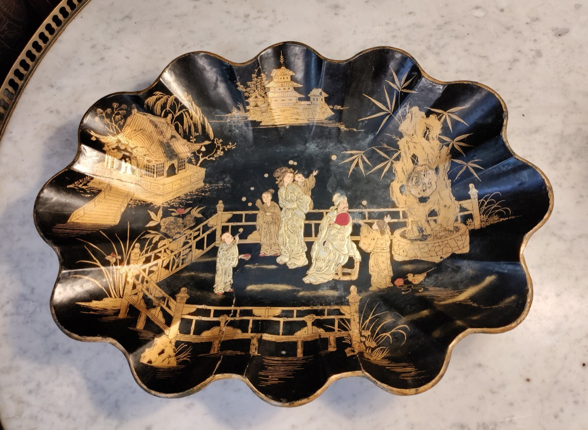 Late 19th  Boiled Cardboard Centerpiece-photo-2