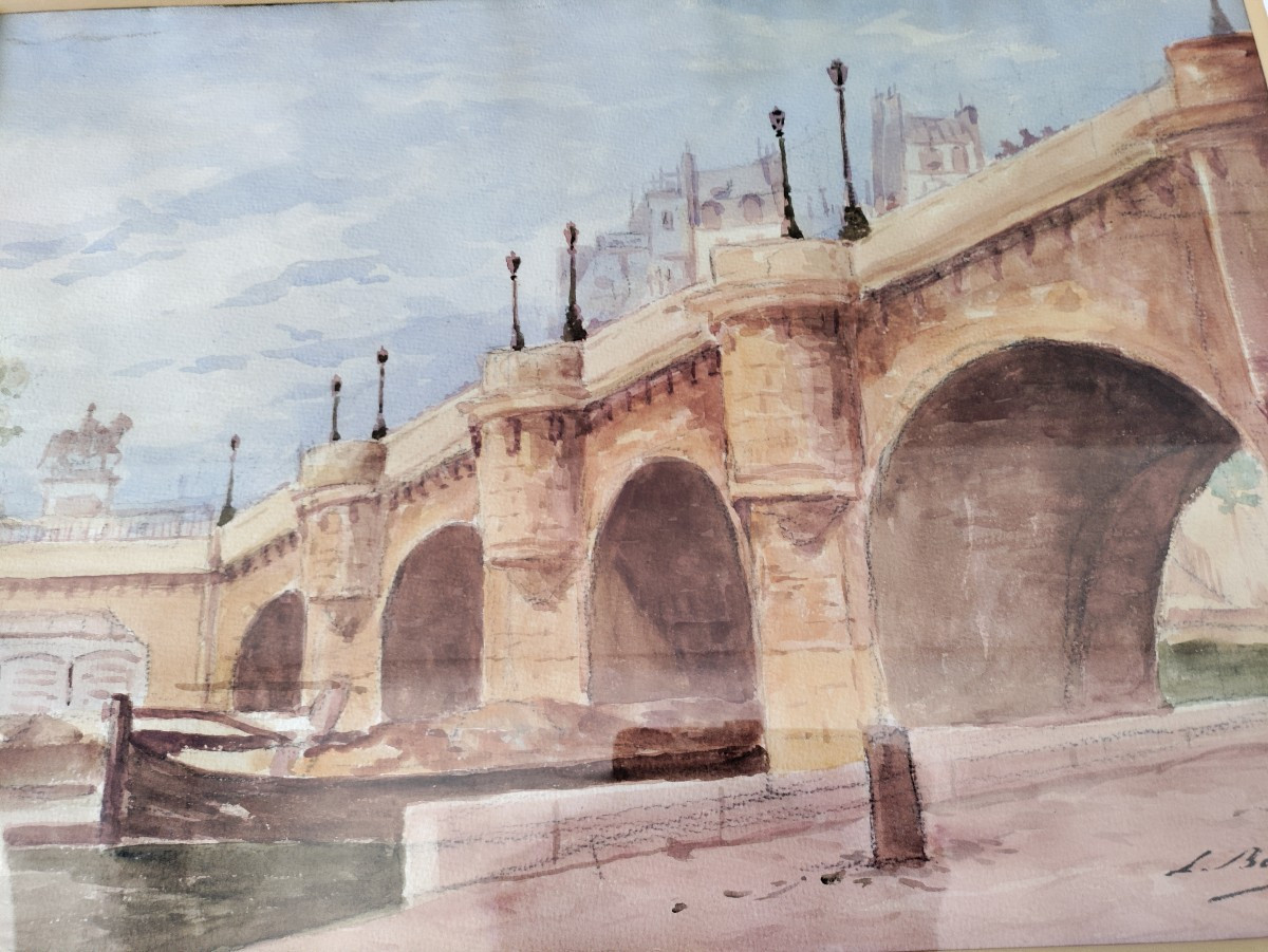 Aquarelle Pont Neuf Années 70/80-photo-2