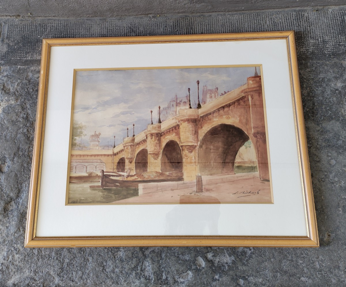 Aquarelle Pont Neuf Années 70/80