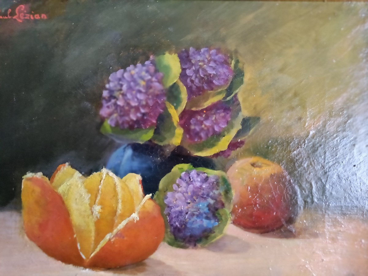 Paul Lézian Still Life With Violets Late 19th-photo-2