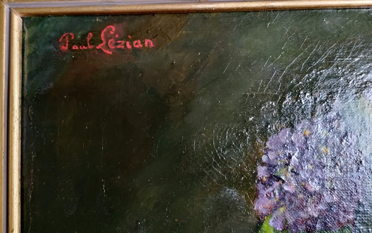 Paul Lézian Still Life With Violets Late 19th-photo-3