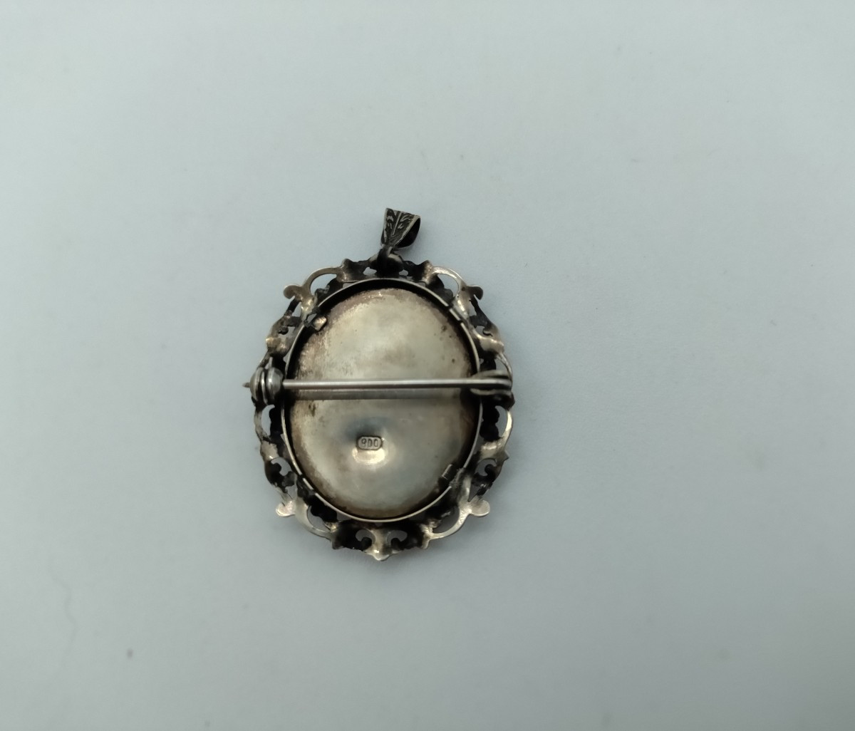 Pendentif/ Broche Portrait Dame sur Ivoire 20ème -photo-2
