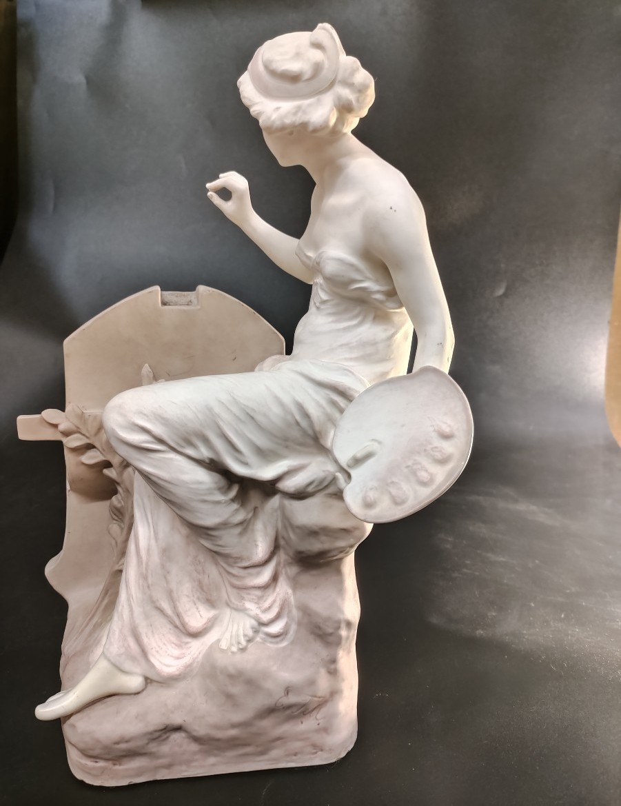 Friedrich Goldscheider Porcelaine Femme Peintre-photo-2