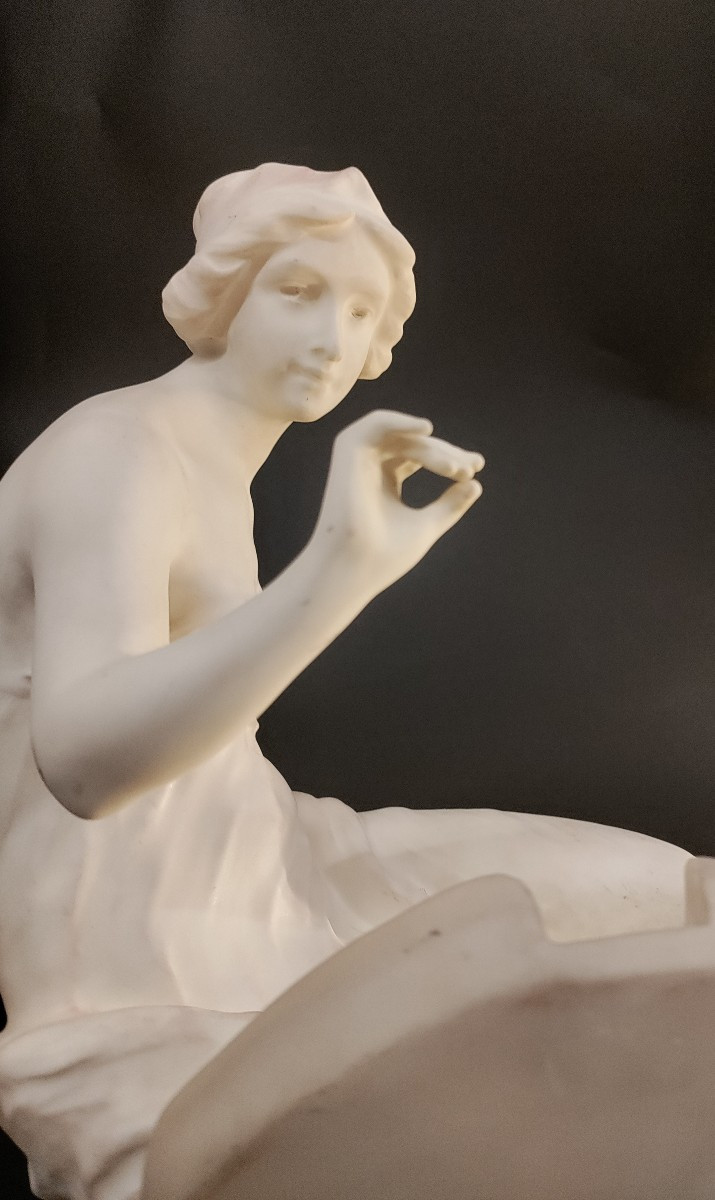 Friedrich Goldscheider Porcelaine Femme Peintre-photo-1