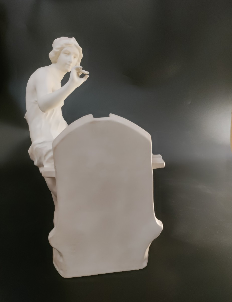 Friedrich Goldscheider Porcelaine Femme Peintre-photo-2